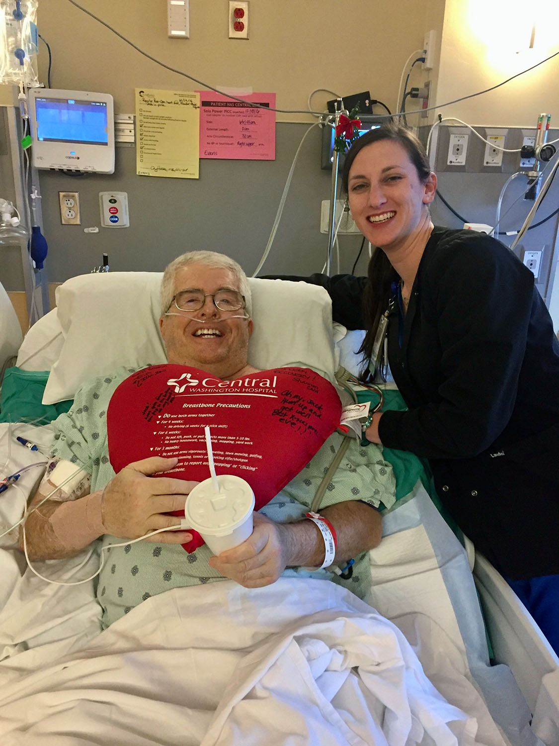 Jack in a hospital bed with nurse